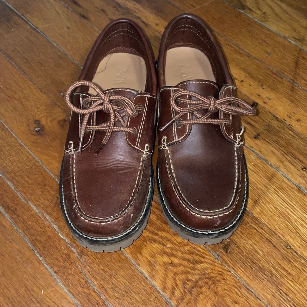 Zara Brown Leather Loafers